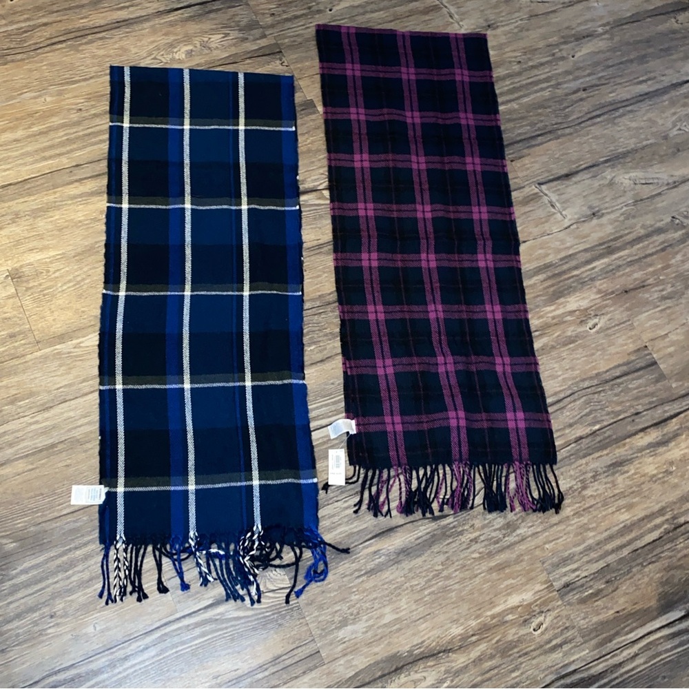 2 Old Navy blue and Pink Plaid Scarf